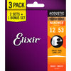 Closeout Elixir Phosphor Bronze Acoustic Guitar Strings 3-Pack (Light)